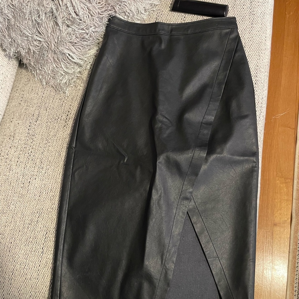 Faux leather midi skirt
